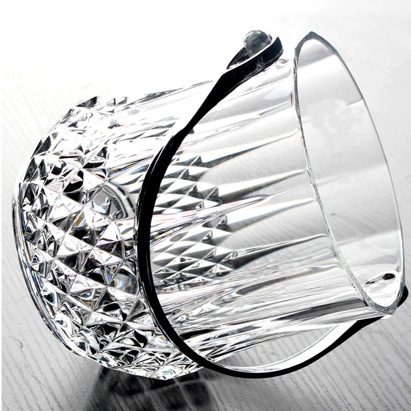 KBOX large crystal glass champagne ice bucket bar KTV ice cube diamond with handle ice clip single Aobo engraved ice bucket color box (with handle ice clip)