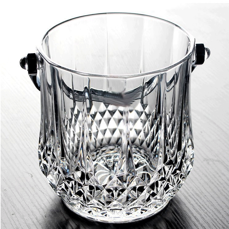 KBOX large crystal glass champagne ice bucket bar KTV ice cube diamond with handle ice clip single Aobo engraved ice bucket color box (with handle ice clip)