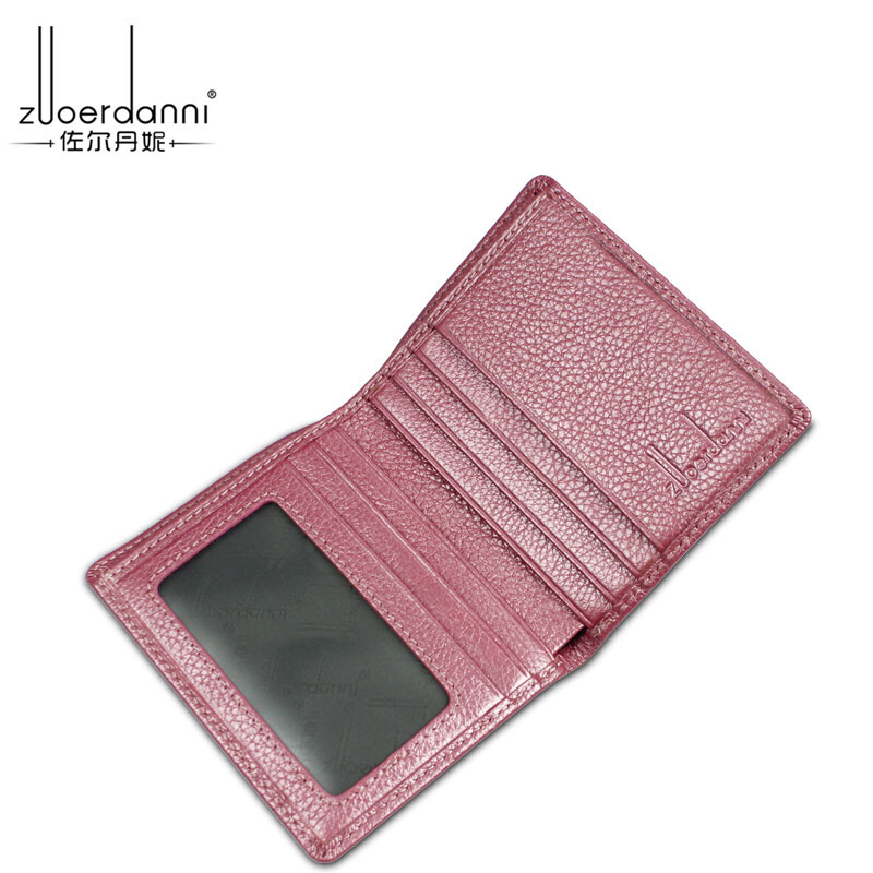 Zordani Women's Wallet Short Ultra-Thin First Layer Cowhide Coin Purse Student Folding Card Holder Wallet A285 Yellow