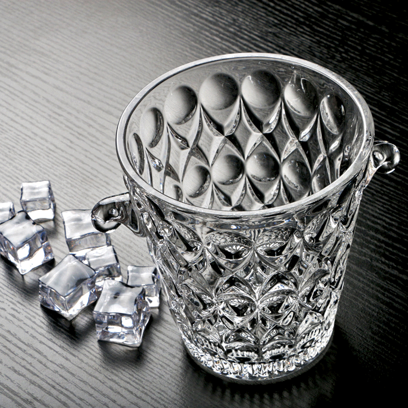KBOX large crystal glass champagne ice bucket bar KTV ice cube diamond with handle ice clip single Aobo engraved ice bucket color box (with handle ice clip)