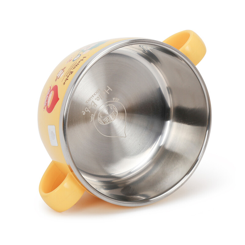 LOCK & LOCK food supplement bowl, children's tableware, imported stainless steel tableware, cartoon double handle soup bowl and rice bowl for primary school students 250ml