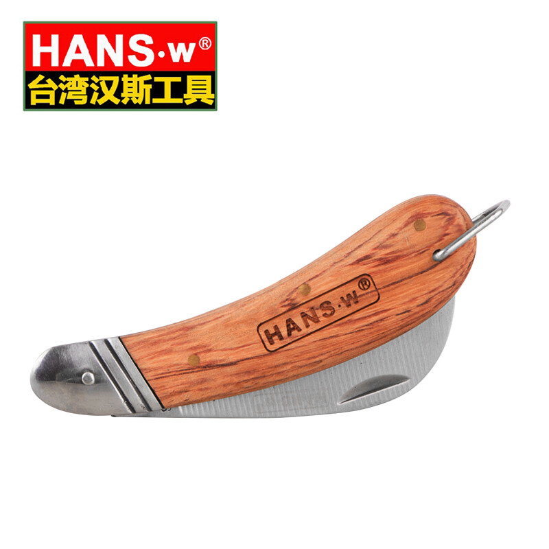 Hans King Taiwan Hans HANS.w Wooden Handle Electrician's Knife Electrician's Knife Scimitar Wire Knife Electrician's Scissors Curved Blade