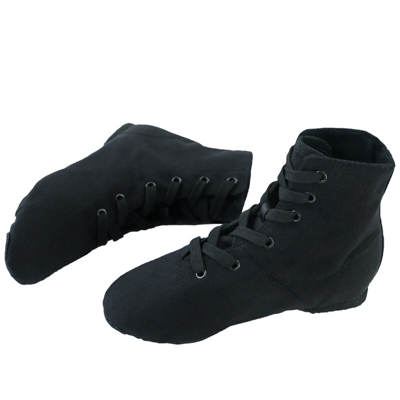 Aiwugo high-top canvas jazz boots children's soft-soled dance shoes adult practice shoes women's modern jazz dance shoes ballet shoes black-high-top indoor style 42