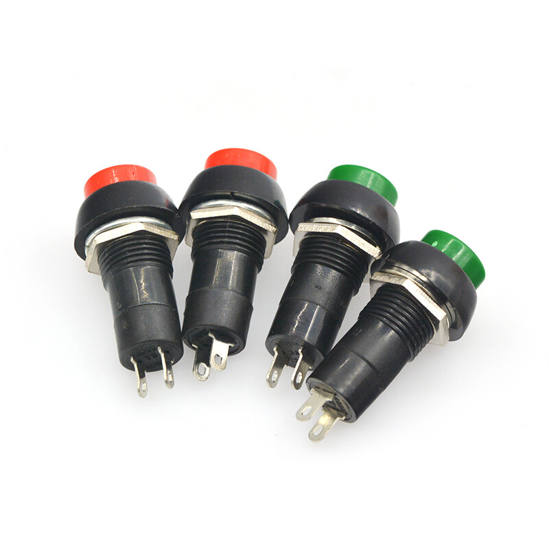 TaoTimeClub button switch PBS-11 direct key with locking self-locking/unlocked self-resetting button power switch, opening 12MM, no lock, red 2 pcs