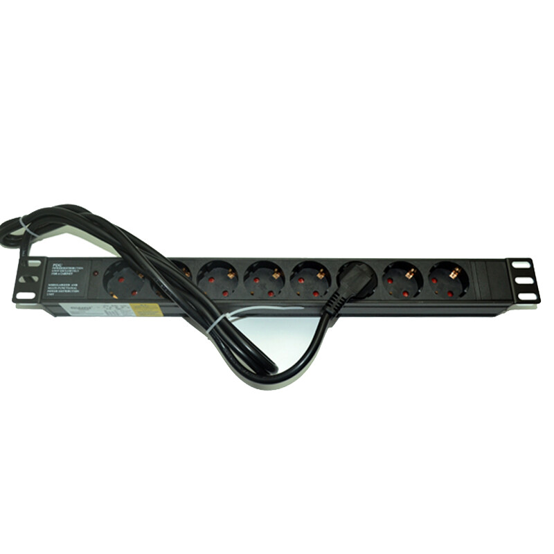 GWGJ PDU cabinet socket 8-bit European standard 16A1U19 inches with power indicator light aluminum alloy strip wiring board 3*1.5mm square 2 meters cable with European plug
