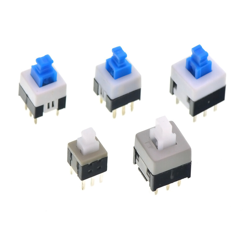 TaoTimeClub push button switch 5.8*5.8-8.5*8.5MM self-locking lockless switch 10 pcs 8*8MM self-locking switch double row/6 feet (10 pcs)