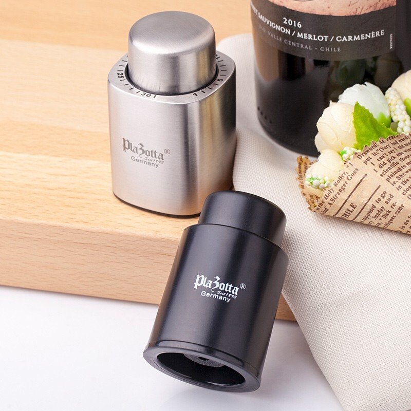 Plazotta seit 1893 Germany red wine vacuum stopper sealing stopper wine cap vacuum stopper bottle cap bottle stopper household red wine stopper stainless steel material