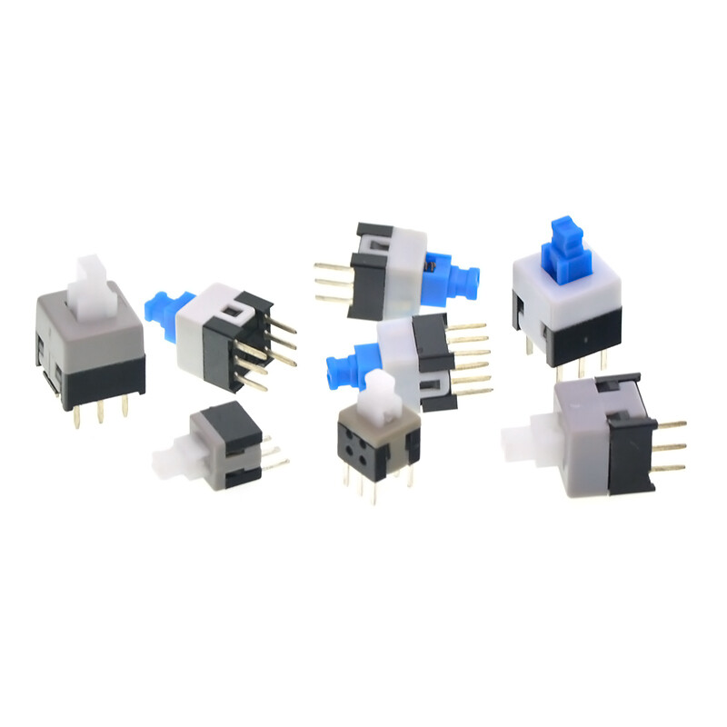 TaoTimeClub push button switch 5.8*5.8-8.5*8.5MM self-locking lockless switch 10 pcs 8*8MM self-locking switch double row/6 feet (10 pcs)