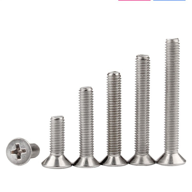 Guwanji 304 stainless steel cross flat head screw bolts countersunk head screw set complete flat tail machine wire screw extension M3*6 100 pieces
