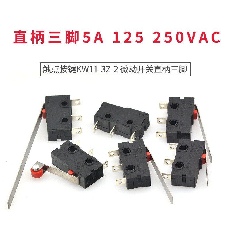 TaoTimeClub travel limit switch contact button KW11-3Z-2 micro switch straight handle three-legged straight handle with pulley 19MM three-legged 5A 125 250V