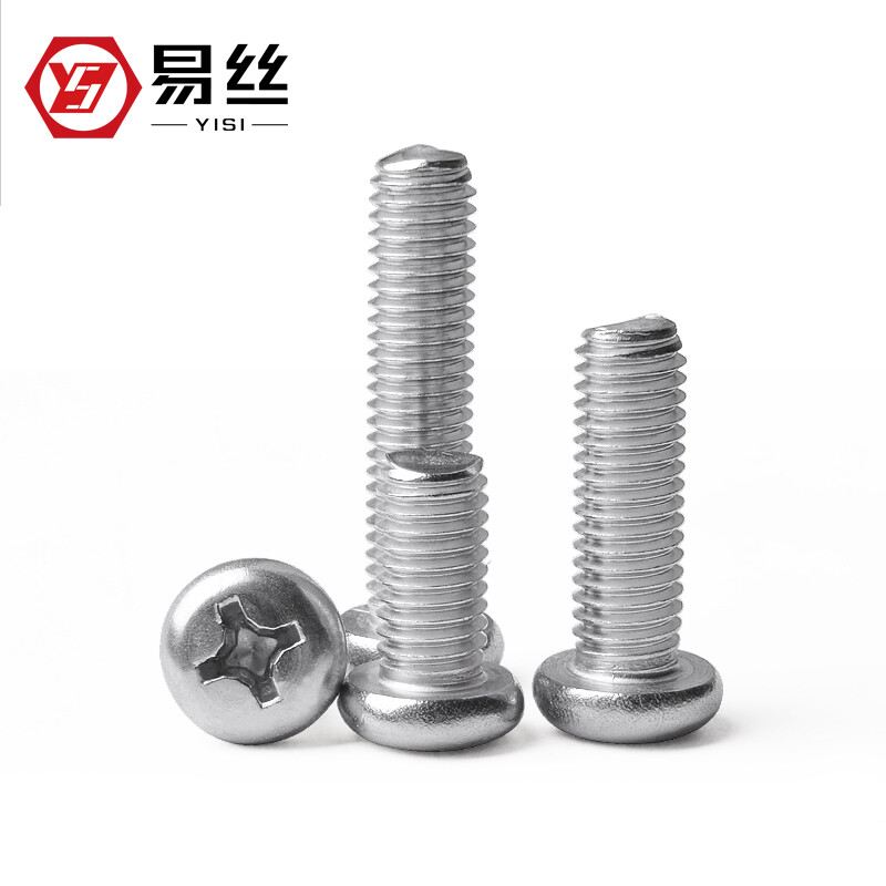 Yisi 304 round head cross screw stainless steel pan head machine screw bolt M1-M2M3M4M5M6M8M10 M2.5*12 (200 pieces)