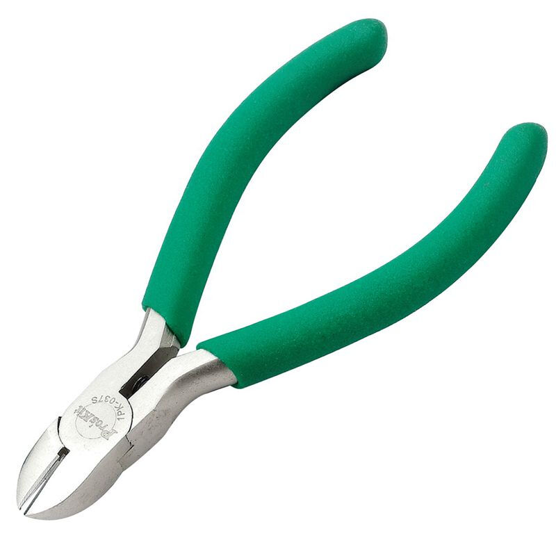 Pro skit diagonal pliers non-slip green handle titanium wire cutters (110mm) 1PK-037S