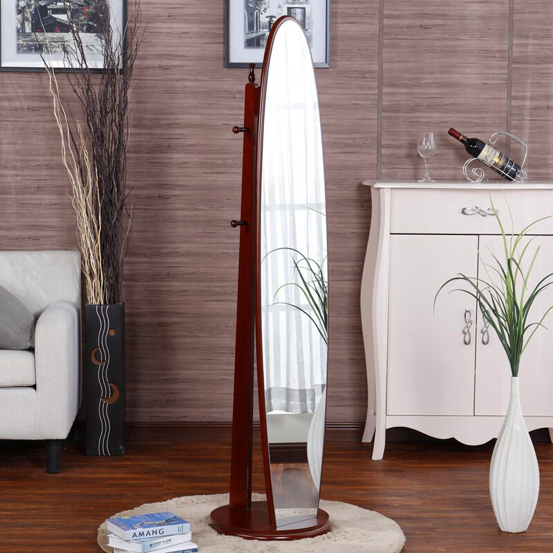 Huaying Furniture Dressing Mirror Landing Test Huaying Furniture Dressing Mirror Landing Test Storage Makeup Oval Rotating Coat Brown
