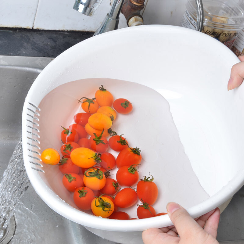 SP SAUCE Japan imported vegetable sink kitchen drain basket washing basin dish storage basket combination of 2 pieces white Japanese SANADA