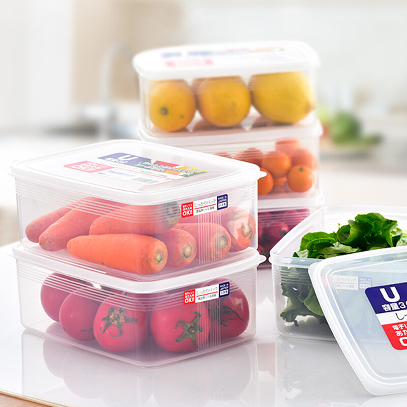 Home KATEI STORY Japan imported refrigerator crisper food sealed freezer box microwave heating lunch box kitchen storage box round 1.3L