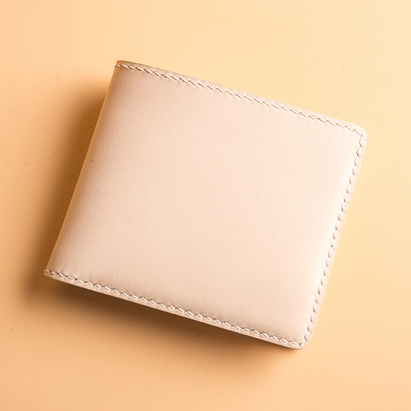 Children who are tired of playing, simplicity is justice, original color vegetable tanned leather, simple handmade short wallet, women's change bit, money cloth, original color