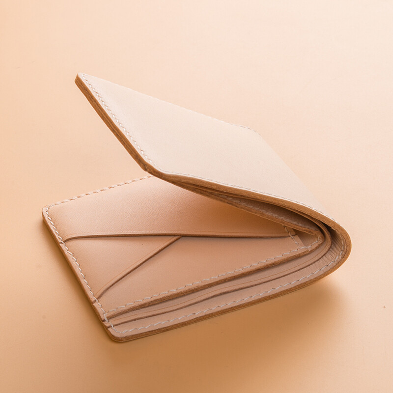 Children who are tired of playing, simplicity is justice, original color vegetable tanned leather, simple handmade short wallet, women's change bit, money cloth, original color