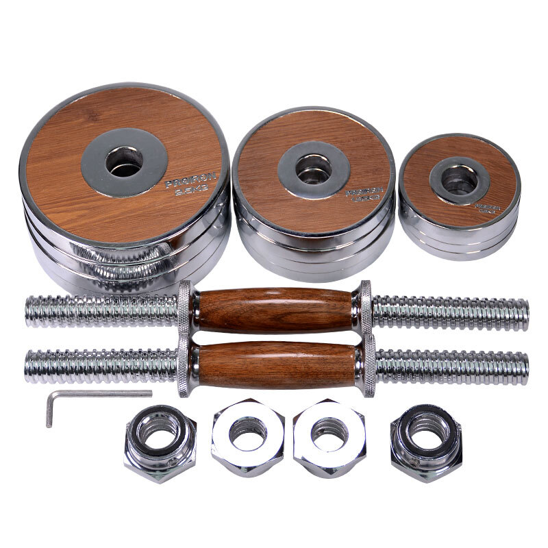 PROIRON walnut wood steel dumbbell men's 20KG men's and women's fitness dumbbell adjustable high-end gift dumbbell