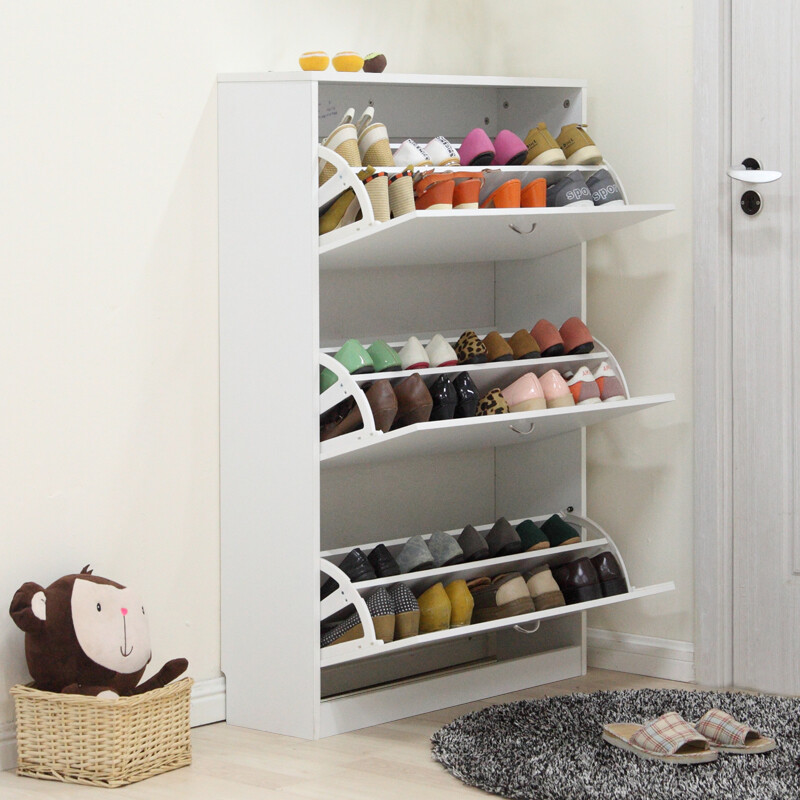 Midas Shoe Cabinet Tip Porch Three Door Simple Large Midas Shoe Cabinet Tip Porch Three Door Simple Large Capacity Wooden Rack Storage 80cm Wide White 12816