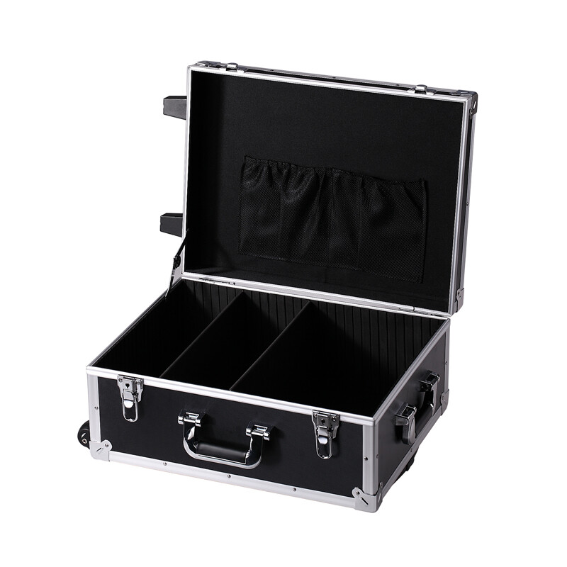 BORY Trolley Tool Box Aluminum Alloy Tool Box Large Photography Box Camera Case Trolley Instrument Display Box Matt Black Heavy Duty Trolley Tool Box 65*43*31CM
