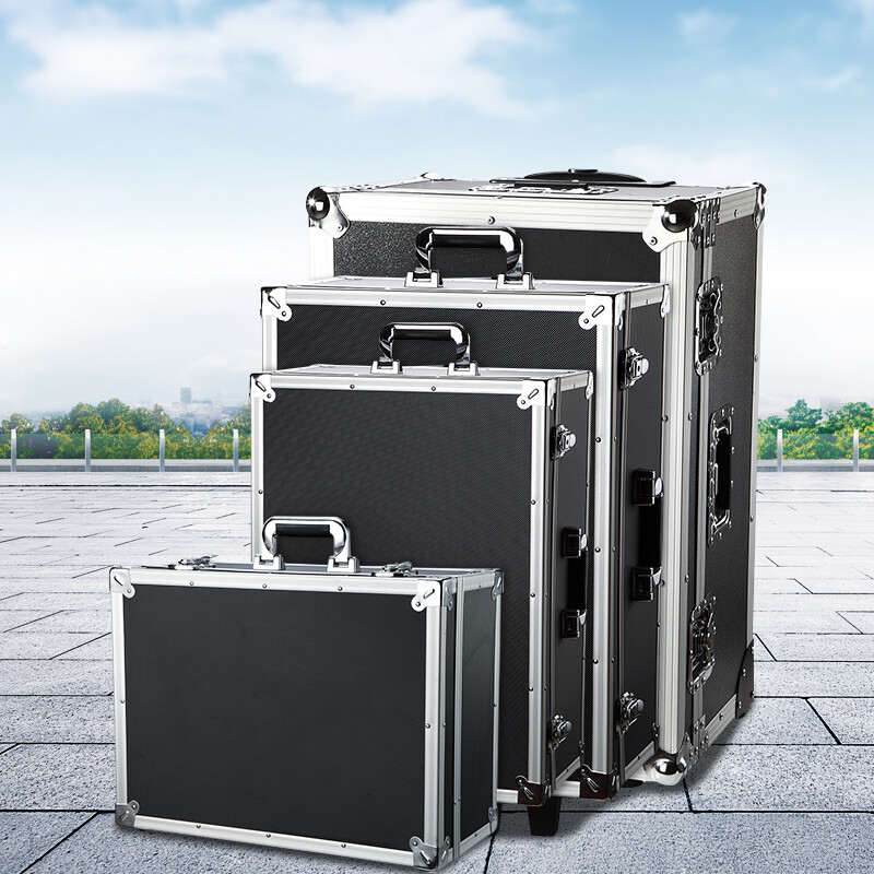 BORY Trolley Tool Box Aluminum Alloy Tool Box Large Photography Box Camera Case Trolley Instrument Display Box Matt Black Heavy Duty Trolley Tool Box 65*43*31CM