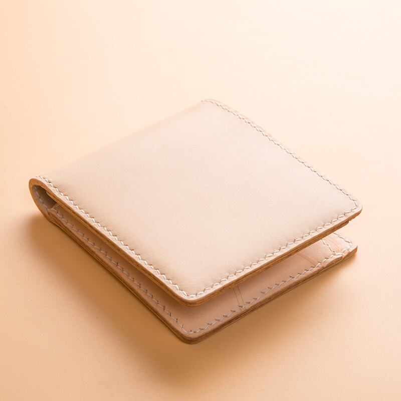 Children who are tired of playing, simplicity is justice, original color vegetable tanned leather, simple handmade short wallet, women's change bit, money cloth, original color