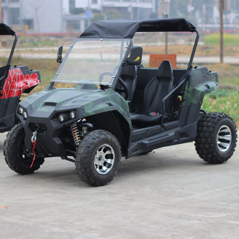 Two-seater four-wheel ATV, farmer's vehicle, all-terrain vehicle, off-road motorcycle, Wuji 200cc oil-cooled go-kart steering wheel roof, package six (200cc oil-cooled)
