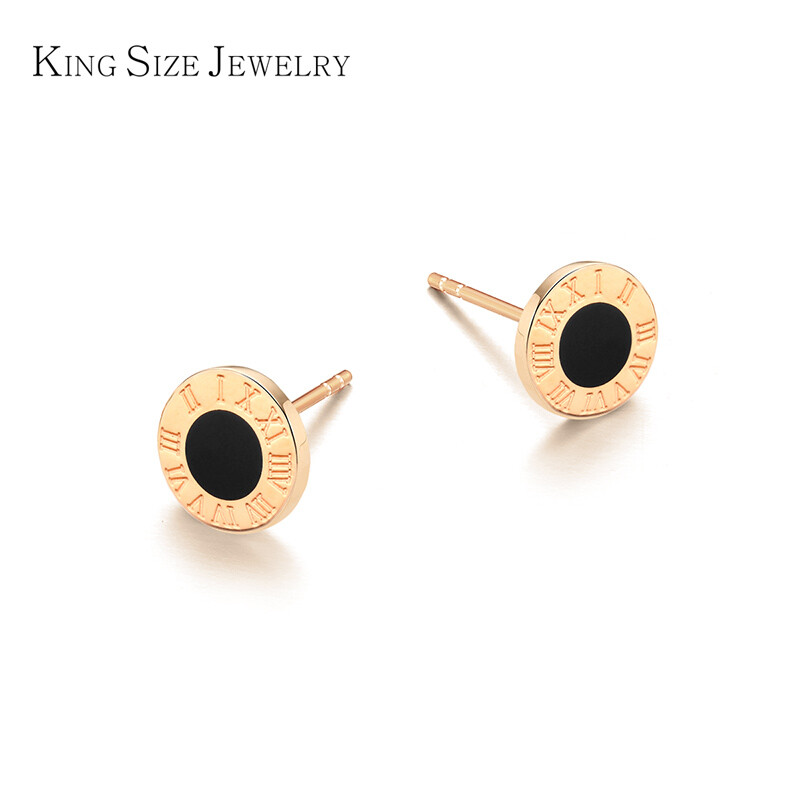 King Size Jewelry 18k Gold Earrings For Men And Women Cool Black King Size Jewelry 18k Gold Earrings For Men And Women Cool Black Agate Rose S Round Single