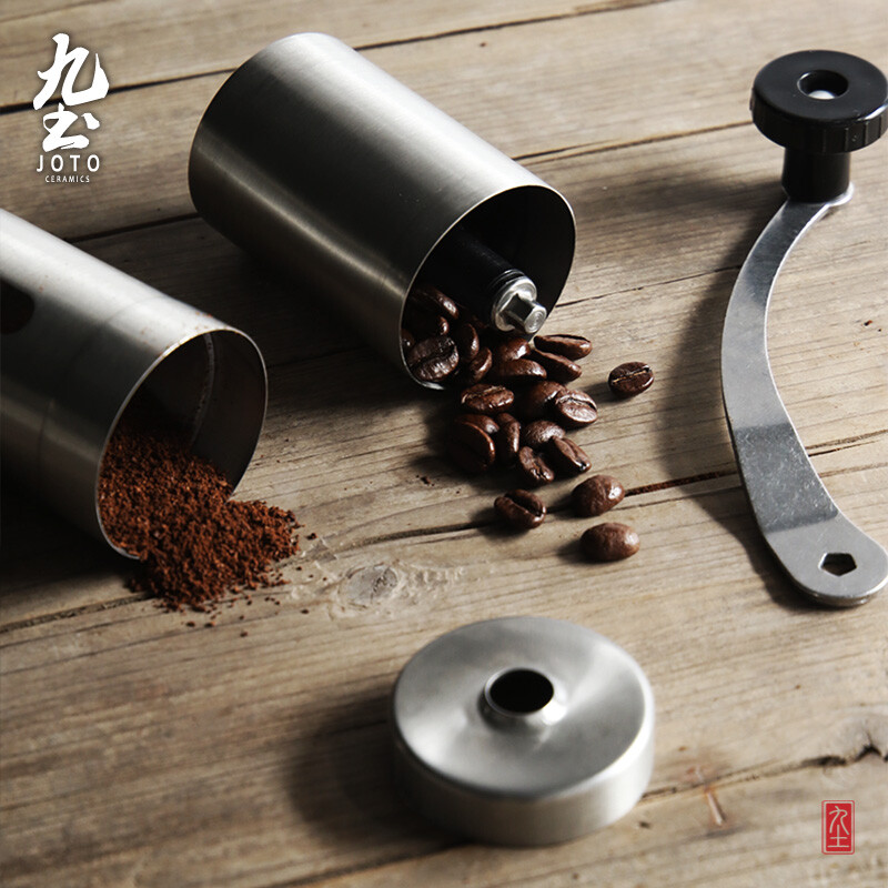 Jiutu hand-operated coffee bean grinder is portable, small and simple, ceramic grinding core, solid stainless steel and durable grinder