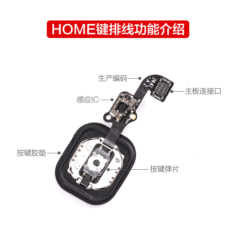 Fanrui is suitable for Apple 6s button 6home button 8p fingerprint recognition iphone6 7plus brand new 5s home assembly 6sp return button cable repair and replacement 7/7P/8/8P generation home button black