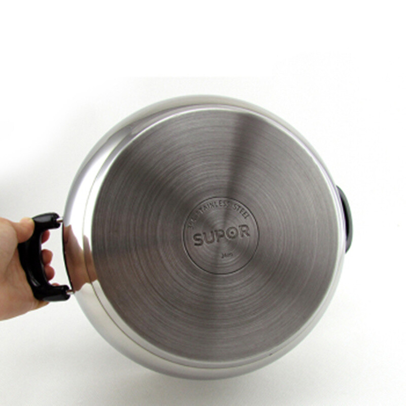SUPOR soup pot, gas stove, induction cooker, universal 304 stainless steel thickened double-eared small cooking pot, household steaming soup pot for cooking noodles, with steam grid - 24cm