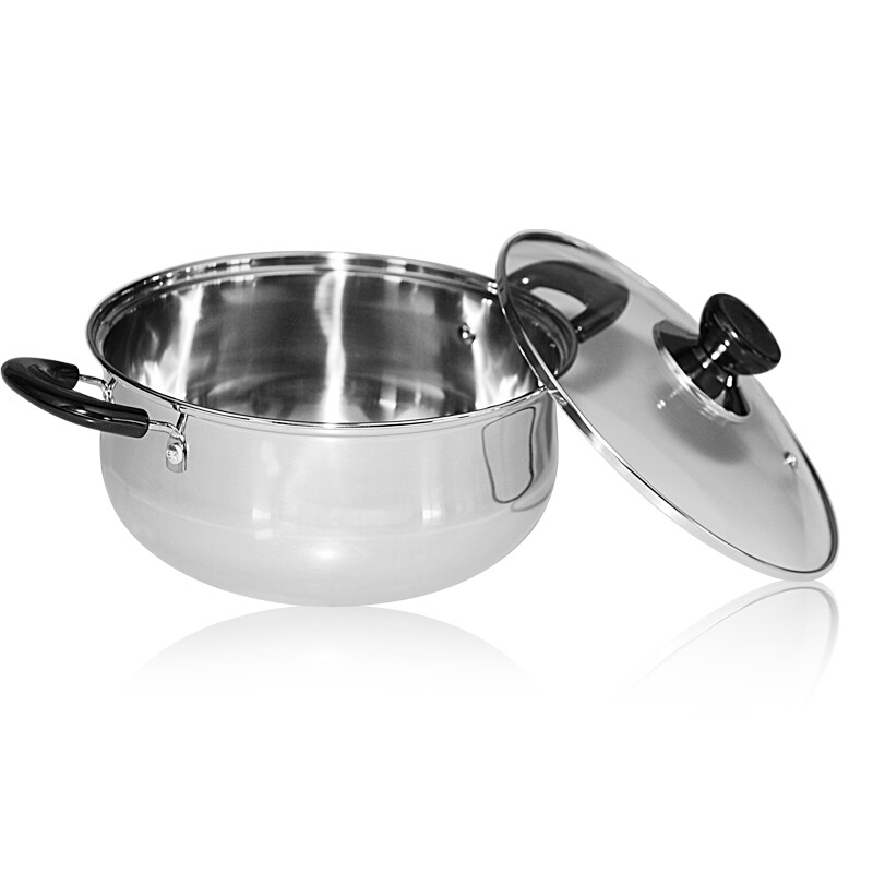 SUPOR soup pot, gas stove, induction cooker, universal 304 stainless steel thickened double-eared small cooking pot, household steaming soup pot for cooking noodles, with steam grid - 24cm