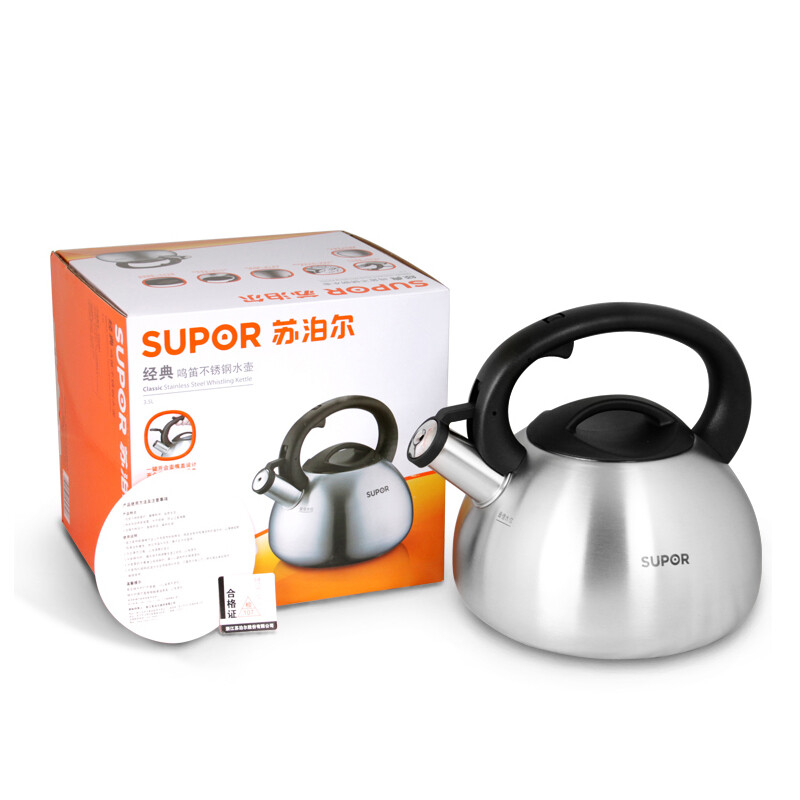 SUPOR kettle 304 material stainless steel whistle kettle for boiling kettle, general purpose for gas induction cooker SS35N1 3.5L