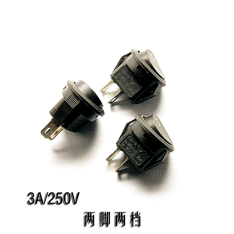 TaoTimeClub small round boat switch black 2 pins 2 levels rocker switch 3A/250V