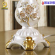 XMSJ Schlafzimmer Schreibtisch Lampe Nacht Lampe Europäischer Stil Pastoral Retro Klassische amerikanische Weiße Wohnzimmerstudie Bester Hochzeitsfeier 9928a Clivia Golden Lampenschild Schalter