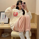 
Xuanfanduo pajamas for women in winter, coral velvet thickened plush long sleeve cute loose flannel home clothing set for outside 679# M 75-100Jin [Jin equals 0.5 kg]