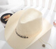 Cowboy-Hut Herren-Leinen Amerikaner westlicher Sommer Top Hut trendy Mädchen Jazzhut Strohhut Strandhut Sonne Hut atmungsaktiv off White M (56-58 cm)