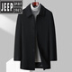 
JEEP SPIRIT Cotton Clothes Men's Autumn and Winter Trench Coat Wool Coat with Cotton Thick Tweed Coat Lapel Grey 3XL