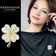 Pretty three-year-old four-leaf clover brooch, high-end women's high-end exquisite fashion anti-exposure corsage pin buckle pin fixed buckle clothing accessories cat's eye lucky four-leaf clover one pack
