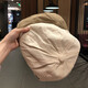 Woodpecker Korean version autumn retro solid color cotton and linen forward hat large head circumference 60 summer thin men and women vintage reverse wearing beret coffee color suitable for (56-60cm) head circumference