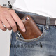 Kangaroo men's wallet multi-function card bag all-in-one key bag short soft leather texture anti-theft wallet men red brown