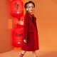 ASK JUNIOR New Year's greetings girl's coat winter mid-length quilted warm coat Chinese style disc button coat 120