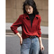 Demana Commuting Layer Tool Spring and Autumn Retro 150D Brushed Shirt Lapel Long Sleeve Shirt Women's Top