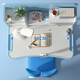 Página No. 1 Elección de la mesa de estudio infantil y el sillón de la silla Los estudiantes de la escuela primaria y secundaria pueden levantar y bajar la mesa de estudio de los estudiantes, la mesa y la silla de la mesa de los niños y las niñas, azul cielo [silla de paquete suave + luz de protección ocular + dispositivo de posicionamiento]