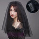 Mays Will retro Halloween black veil mesh organza goth dark party cos writing photo birthday gift lover black double layer nude gauze 60-80 hairpin style