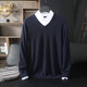 
Pash Men's Cashmere Sweater 100% Cashmere V-neck Basic Inner Layer Casual Knitted Base Sweater TRC1202 Medium Gray 2XL
