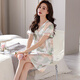 Modal summer nightgown for women ice silk cool pajamas imitation silk thin short-sleeved medium-length home clothing dress fashionable MDF9923 M