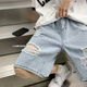 Shelley Jones zerrissen Denim Shorts Jungen Sommer neuer Stil INS Trendy Lose großer Fünf-Punkte-Casual Casual Mid-Hose K3525 Black XL