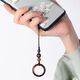 Wuzangtang | Porte-clés pendentif de téléphone portable simple de style ancien, court, en cuivre pur, boucle d'anneau en bois de santal, lanière anti-perte, anneau en bois de rose