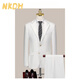 NKDH brand suit men's suit three-piece slim business formal dress handsome groom wedding white suit customization white (suit + vest + trousers) XL /50